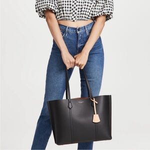 Tory Burch Perry EUC Triple Compartment Leather Large Shoulder Tote BLACK